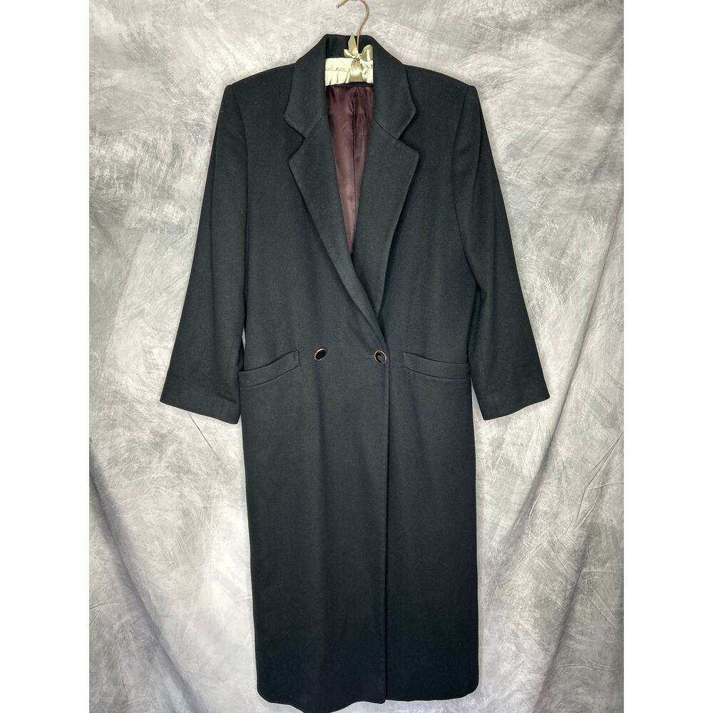 Vintage Long Women Coat Medium Made in USA No Tag Oversized Fit  Black Lined